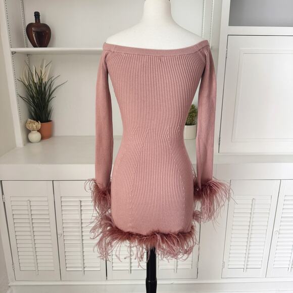 Lovers and Friends Mauve Ellerie Feather Knit Mini Dress Size XS - Picture 4 of 8